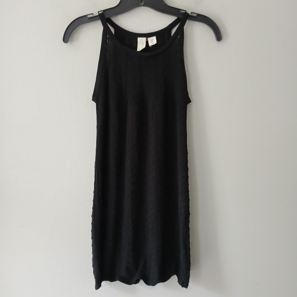 Joie Women's Size XS Black Chevron Mini Knit Dress Sleeveless Stretch Chevron